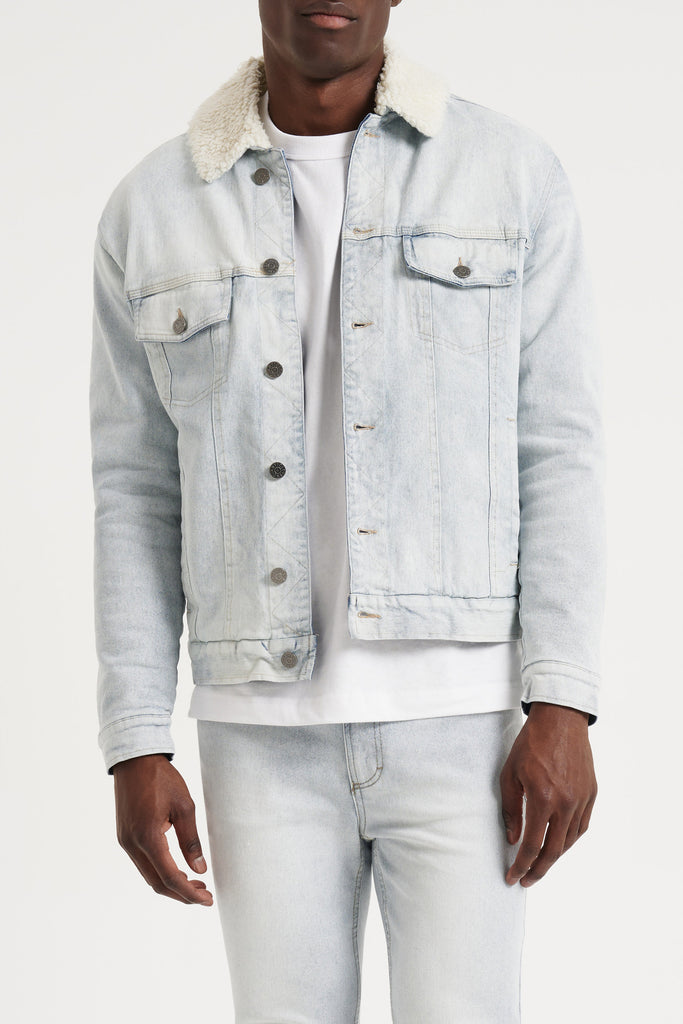 Sherpa denim hot sale jacket men